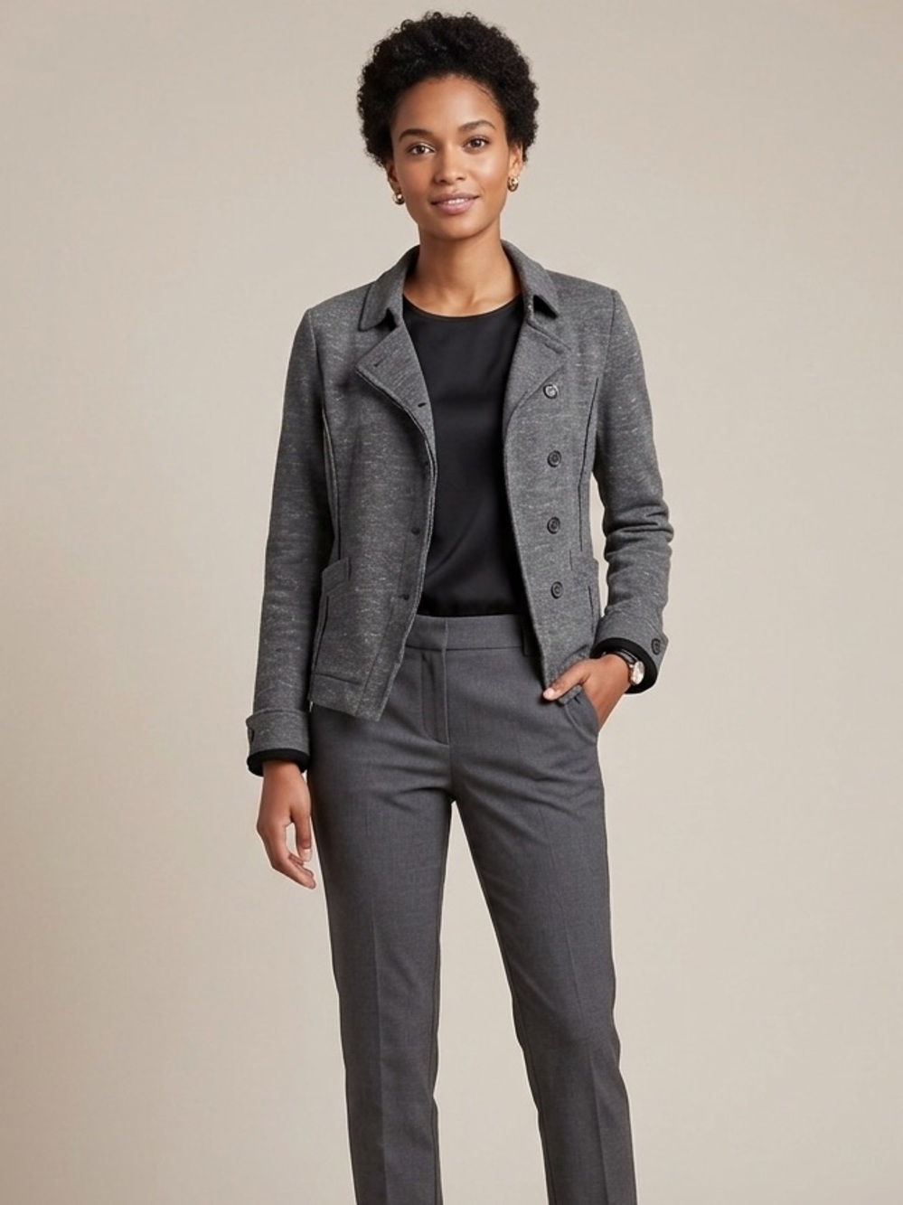 Free People Linen Wool Blend Asymmetrical Button Closure Boho Jacket Size Medium
